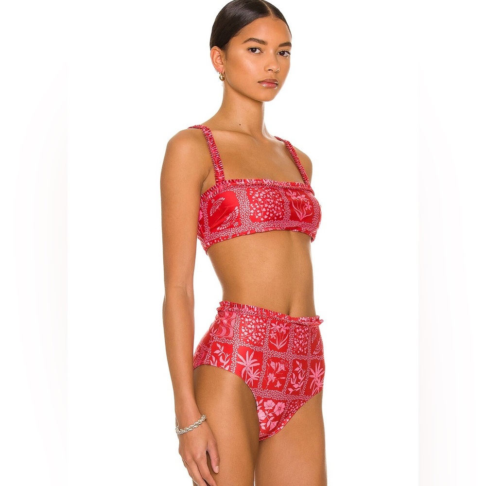 Agua by Agua Bendita Red and White Paisley Bikini